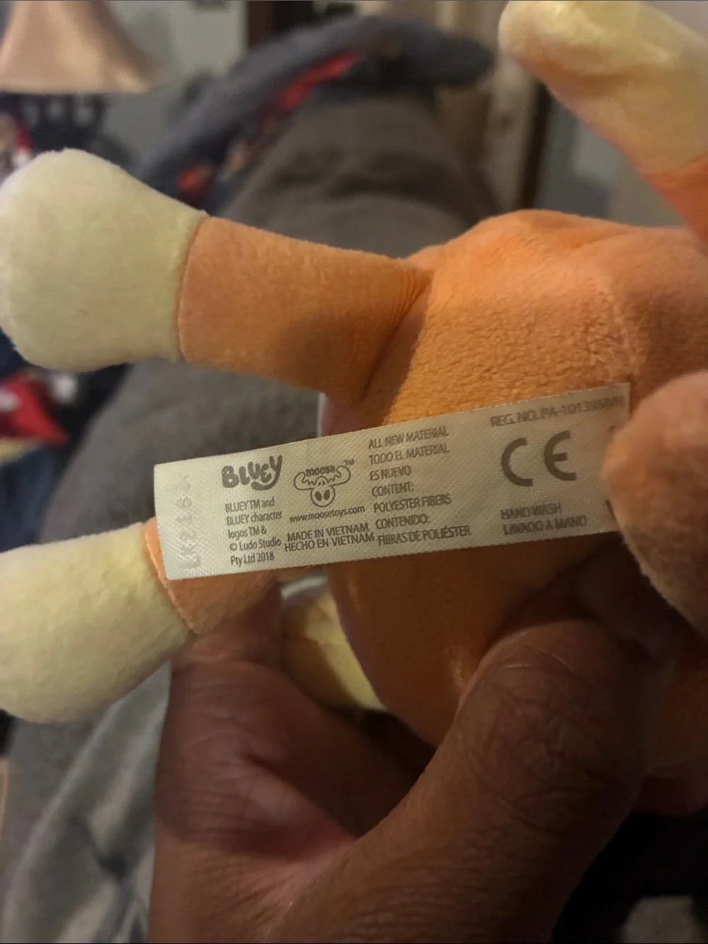 Orange & Cream Plush Dog Toy with Squeaker — Soft Interactive Play